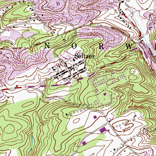 Topographic Map of Seltzer Post Office, PA