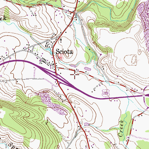 Topographic Map of Sciota Post Office, PA