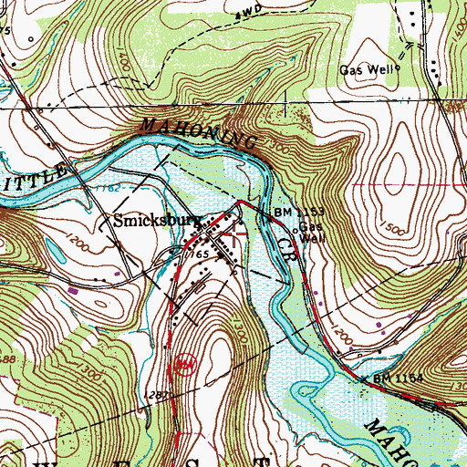 Topographic Map of Smicksburg Post Office, PA