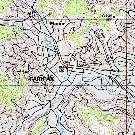 Topographic Map of Fairfax, CA