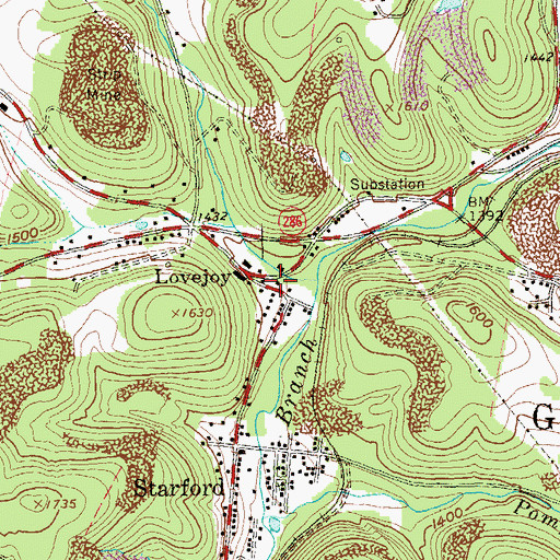 Topographic Map of Starford Post Office, PA
