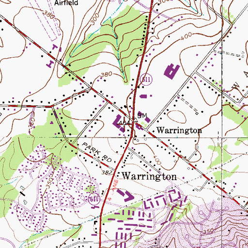 Topographic Map of Warrington Post Office, PA