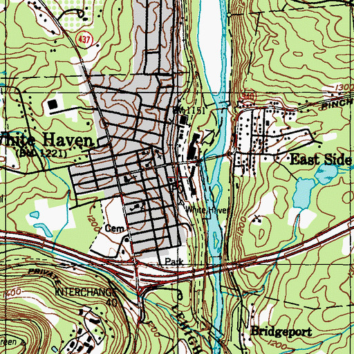 Topographic Map of White Haven Post Office, PA