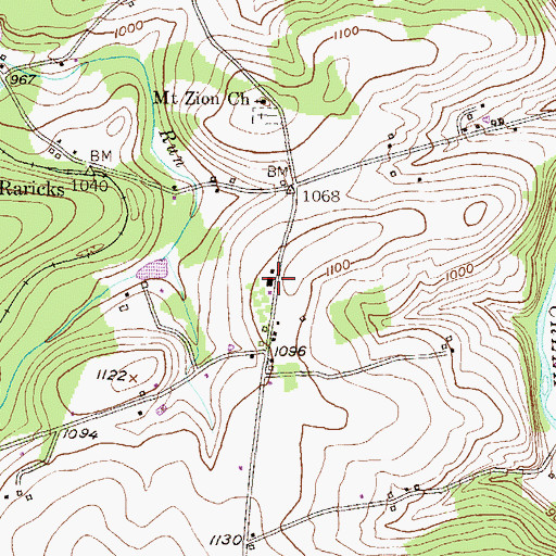 Topographic Map of Zion Grove Post Office, PA