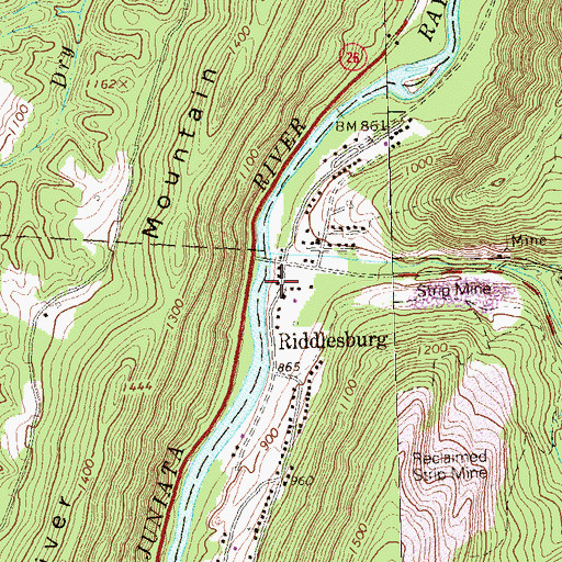 Topographic Map of Riddleburg Post Office, PA