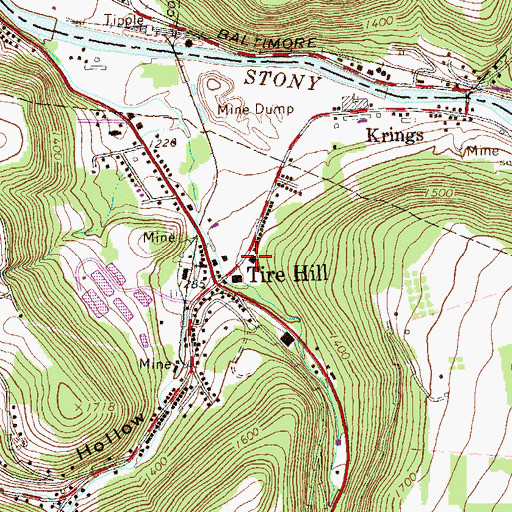 Topographic Map of Tire Hill Post Office, PA