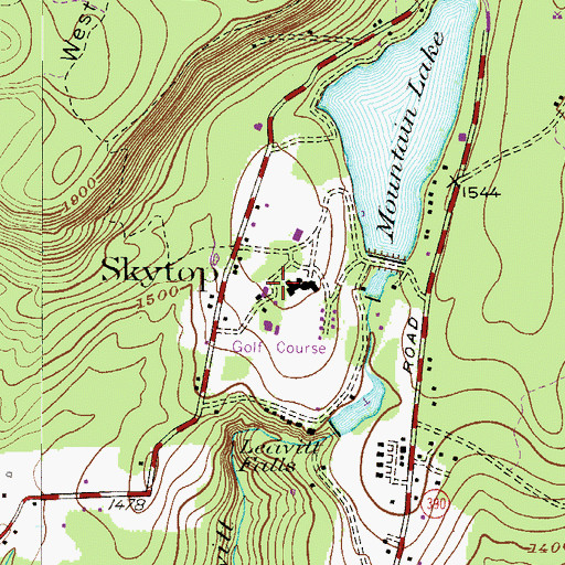 Topographic Map of Skytop Post Office, PA