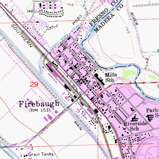 Topographic Map of Firebaugh, CA