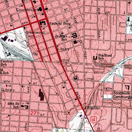 Topographic Map of Tuscaloosa Fire Station 1, AL