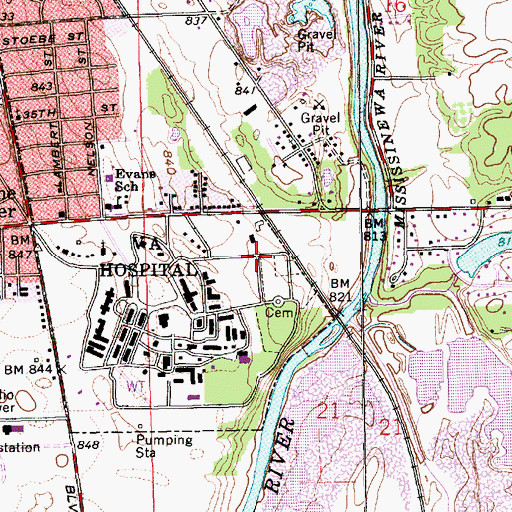 Topographic Map of Marion National Cemetery, IN