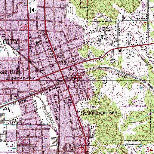 Topographic Map of Saint Francis County Detention Center, AR