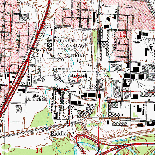 Topographic Map of Little Rock National Cemetery, AR