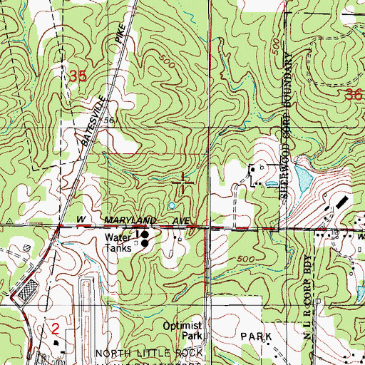 Topographic Map of Arkansas State Veterans Cemetery, AR