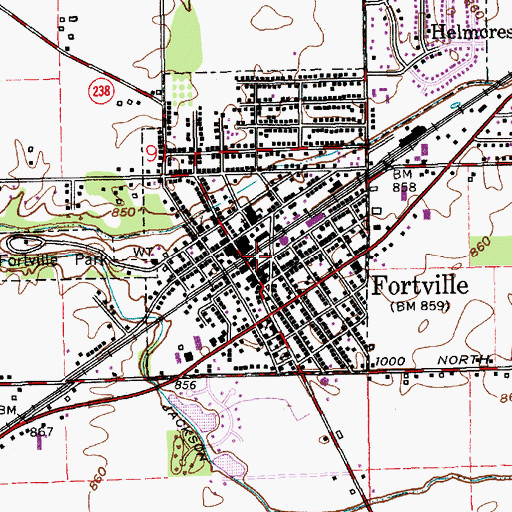 Topographic Map of Fortville Post Office, IN
