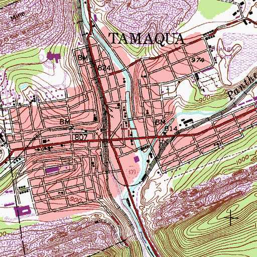 Topographic Map of 1 Emergency Rescue Squad, PA