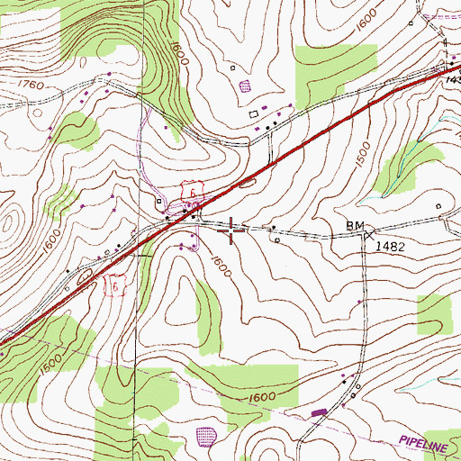 Topographic Map of Pennsylvania State Police Troop F Mansfield Station, PA