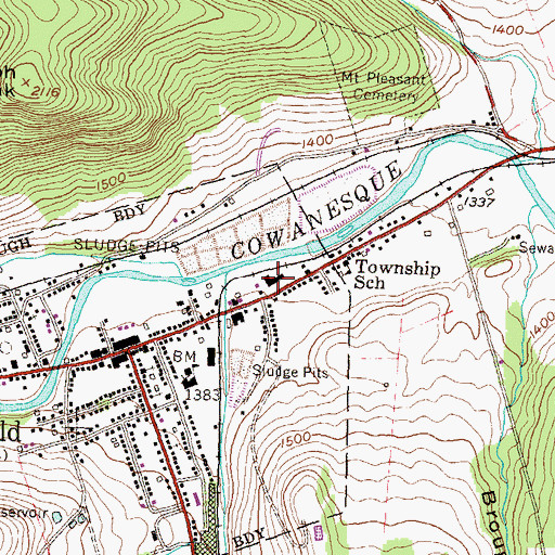 Topographic Map of Westfield Borough Police Department, PA