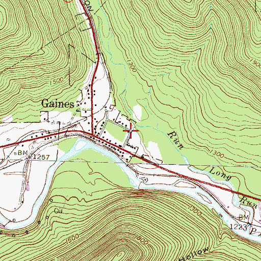 Topographic Map of Gaines Township Police Department, PA