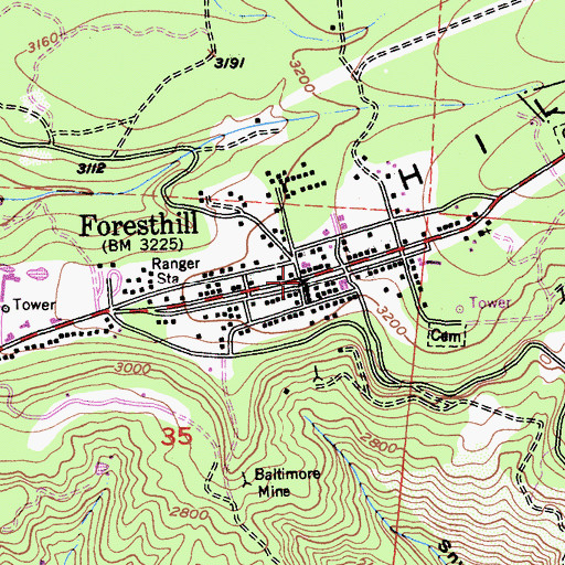 Topographic Map of Foresthill, CA