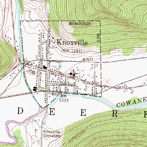 Topographic Map of Knoxville Borough Police Department, PA