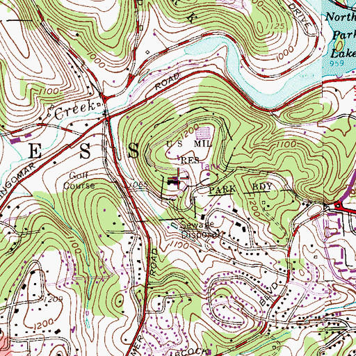 Topographic Map of North Park Police Department, PA
