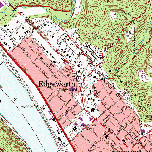 Topographic Map of Edgeworth Borough Police Department, PA