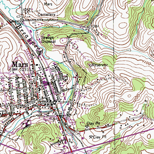 Topographic Map of Mars Borough Police Department, PA