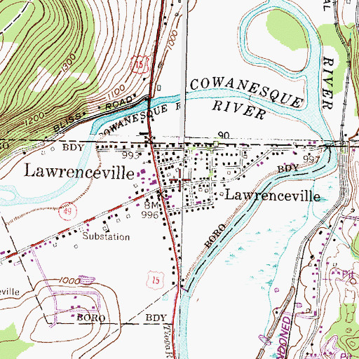 Topographic Map of Lawrenceville Borough Police Department, PA