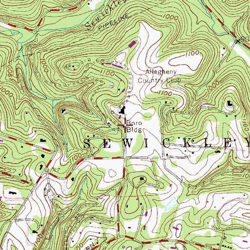 Topographic Map of Sewickley Heights Police Department, PA
