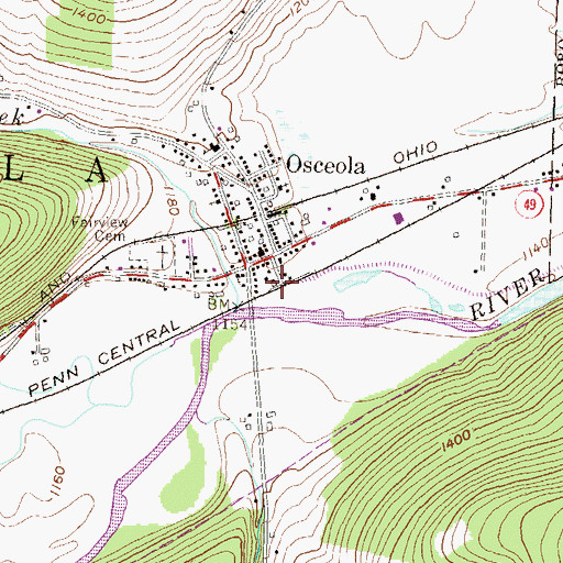Topographic Map of Osceola Township Police Department, PA