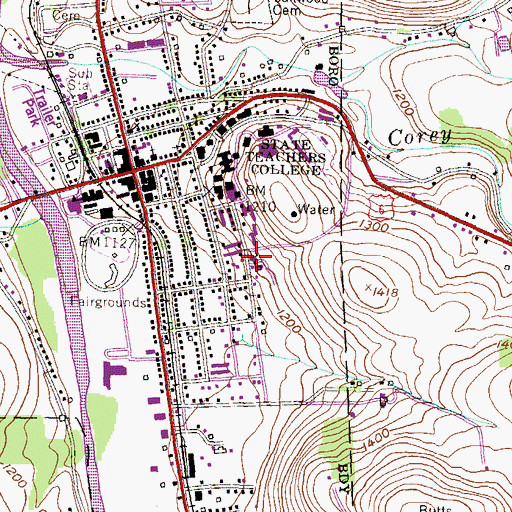 Topographic Map of Mansfield University Police Department, PA