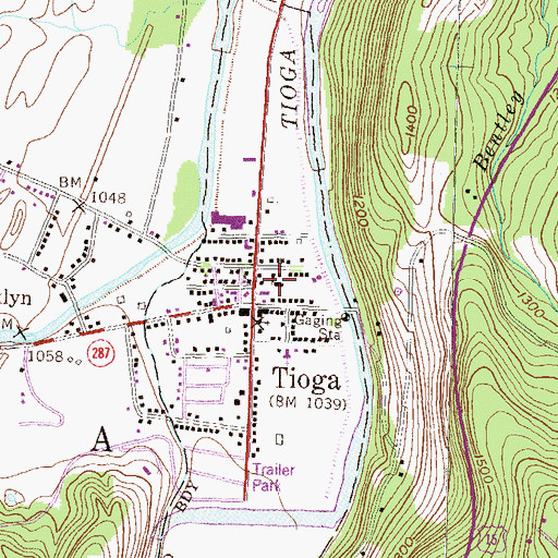 Topographic Map of Tioga Police Department, PA