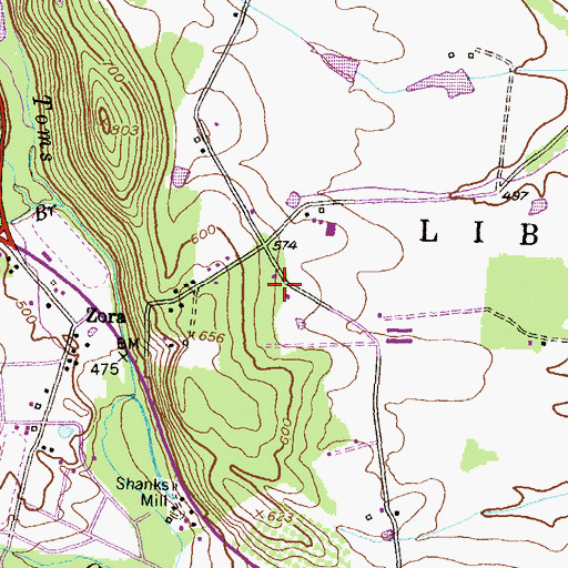 Topographic Map of Liberty Township Police Department, PA