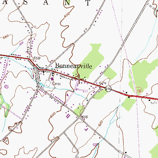 Topographic Map of Bonneauville Police Department, PA