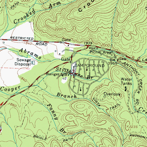 Topographic Map of Cades Cove Campground, TN