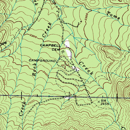 Topographic Map of Cosby Campground, TN