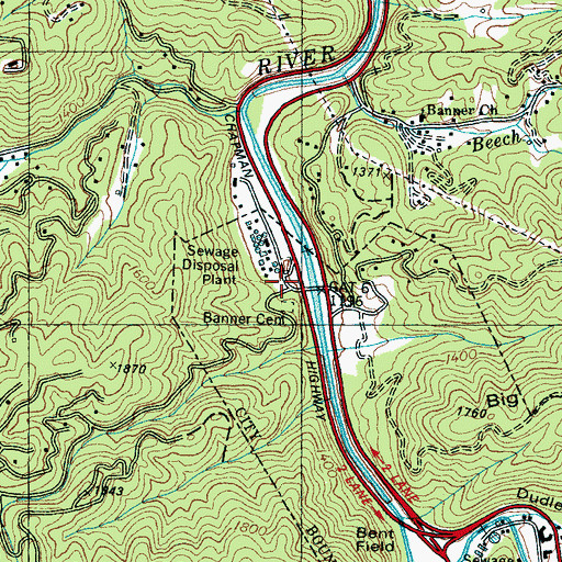 Topographic Map of Gatlinburg Welcome Center, TN