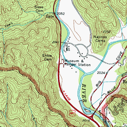 Topographic Map of Oconaluftee Visitor Center, NC