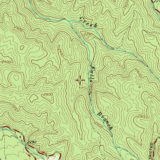Topographic Map of Baskins Creek Cemetery, TN
