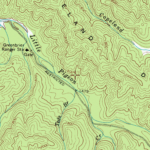 Topographic Map of Alonzo - Huskey Cemetery, TN