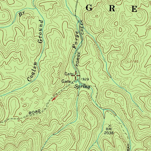 Topographic Map of Boring Cemetery, TN