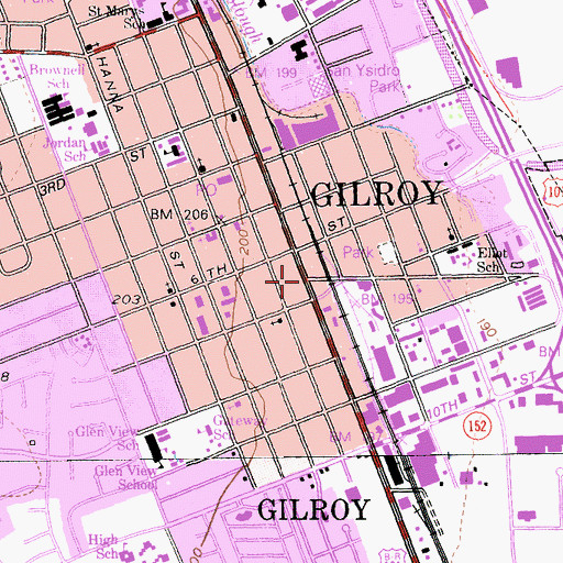 Topographic Map of Gilroy, CA