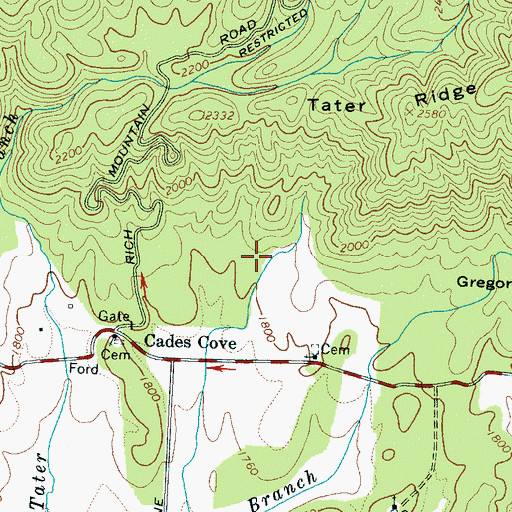 Topographic Map of Carver - Feezell Cemetery, TN