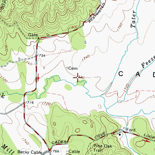 Topographic Map of Davis Cemetery, TN