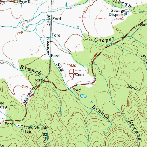 Topographic Map of Ike Lequire Cemetery, TN