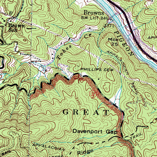Topographic Map of Jonas Phillips Cemetery, TN