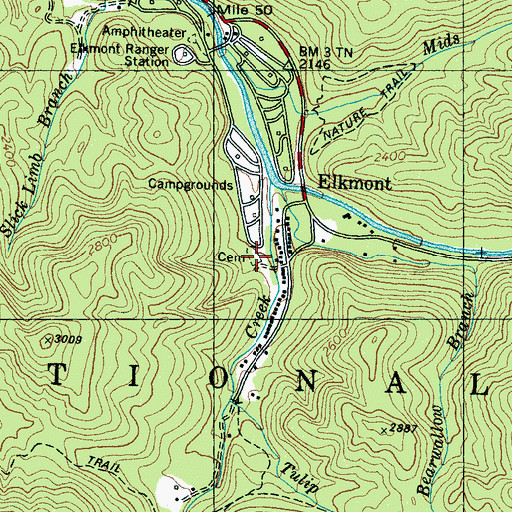 Topographic Map of Levi Trentham Cemetery, TN
