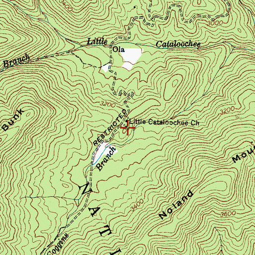 Topographic Map of Little Cataloochee Baptist Church Cemetery, NC