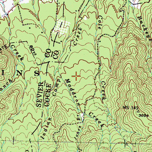 Topographic Map of Maddron Cemetery, TN