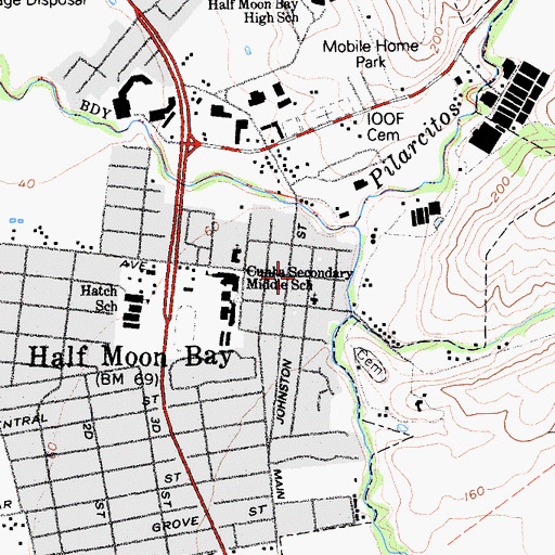 Topographic Map of Half Moon Bay, CA